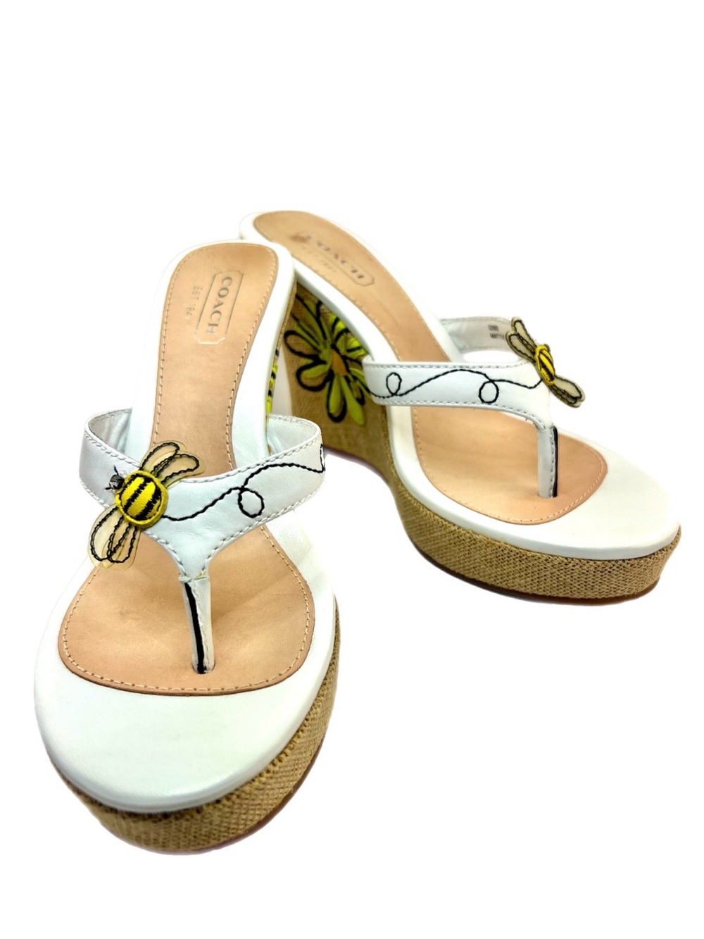COACH Bumble Bee Wedge - Thong Sandal 🐝 Mattie Y2K - Size 6.5 Medium- NWT - Picture 9 of 12